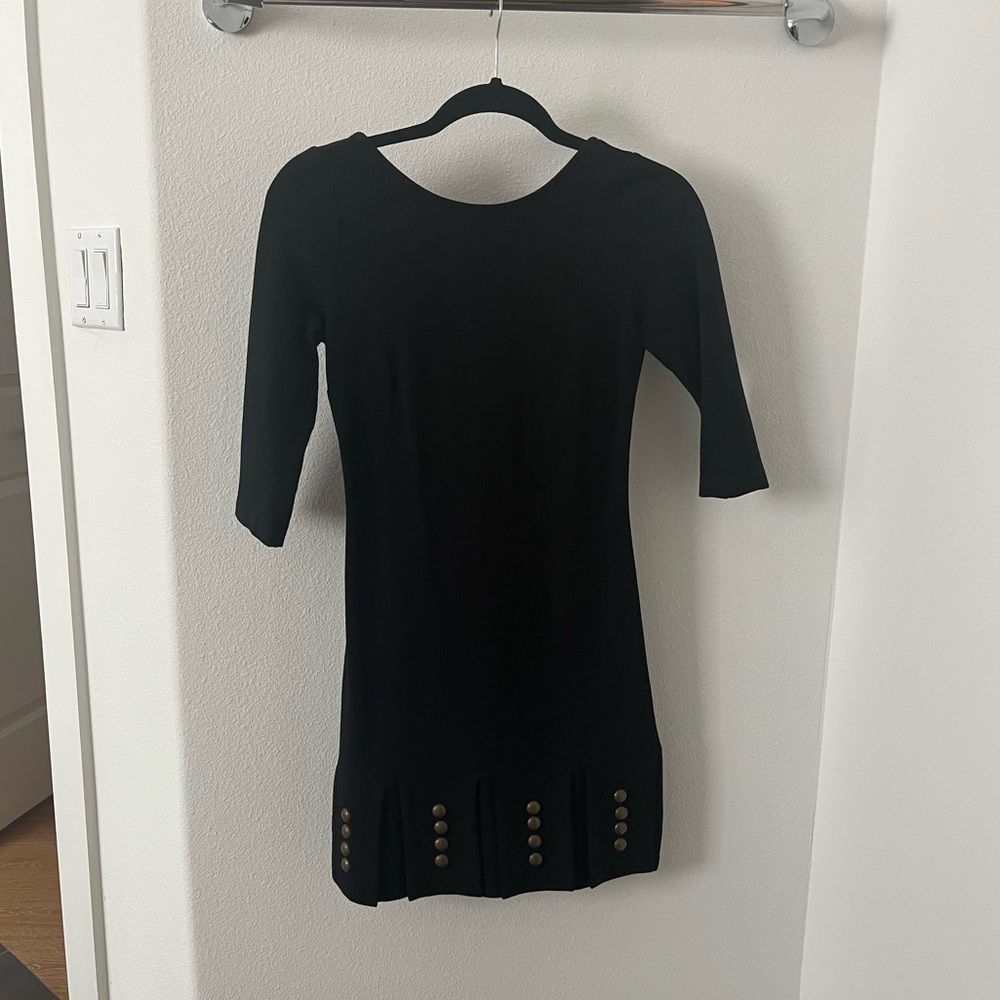 Mara Hoffman bodycon dress. Backless. Black with brass details on hem.